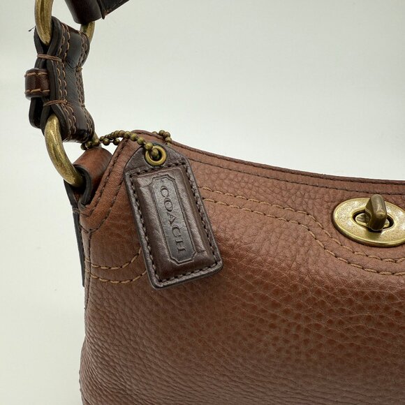 Classic Coach Brown Pebbled Leather Purse C0769-10946 Brass Hardware Turn Lock - Picture 7 of 13